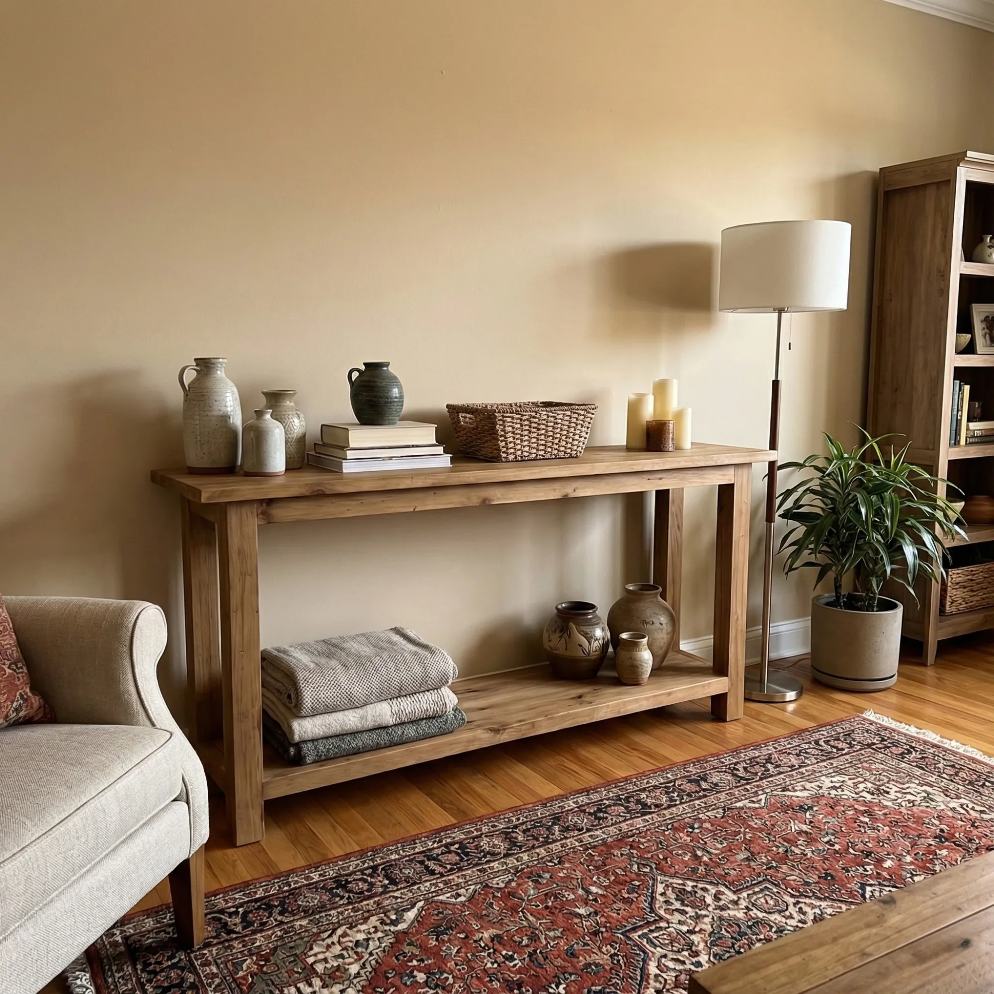 Narrow Solid Wood Console Table - view 5